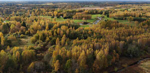 drone photo of a countryside in autumn