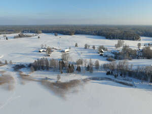 aerial view of a countryside in winter
