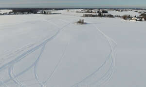 aerial view of a countryside in winter