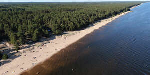 aerial view of a sandy beach