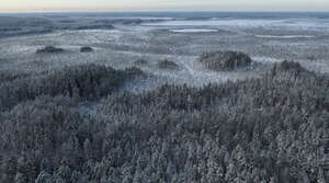 aerial view of a snowy landscape