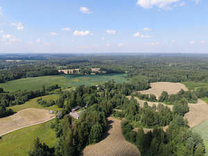 aerial view of agricultural fields and some forests