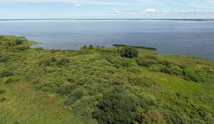 aerial photo of a sea shore