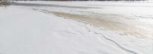 frozen river surface in winter