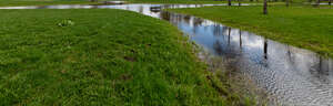 small creek between grassland