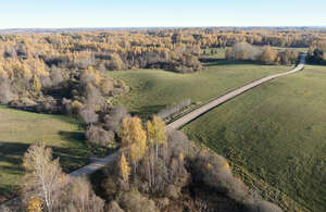 aerial view of landscape in autumn with a motorway