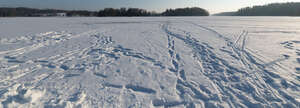 large area covered with snow in sunlight