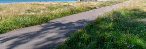 small road with tree shadows in the countryside 
