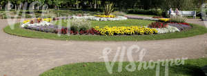 park ground with formal flowerbeds