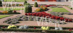 park ground with formal flowerbeds