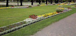 park with flowerbeds