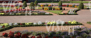 park ground with formal flowerbeds