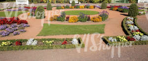 park ground with formal flowerbeds