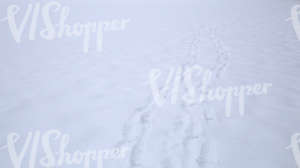 snow-covered ground with footprints