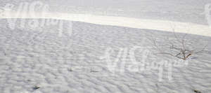 snow-covered ground with a ditch