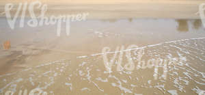 frothy water on a sandy ocean beach