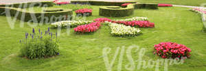 hedges and flowerbeds in a park