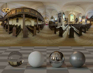 HDRI panorama of a medieval church interior
