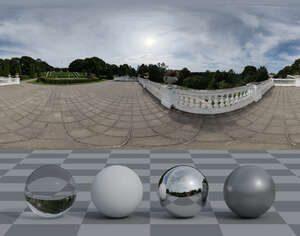 HDRI panorama of a viewing platform in a park