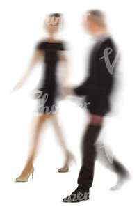 cut out motion blur image of a man and woman walking