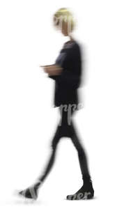 cut out motion blur image of a woman walking in the office