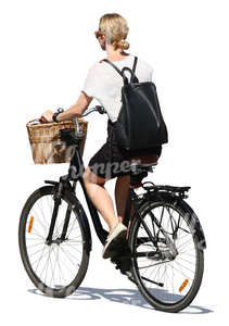 cut out woman riding a city bike