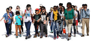 large group of asian people walking