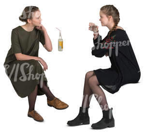 two girls sitting in a cafe and talking