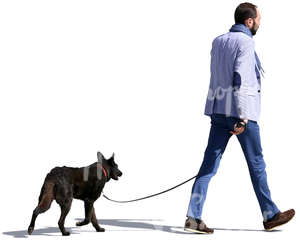 cut out man walking a dog