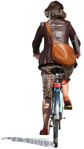 woman wearing a leather jacket riding a bike