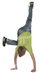 boy doing a cartwheel