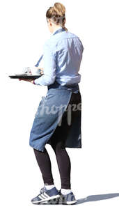 waitress walking with a tray