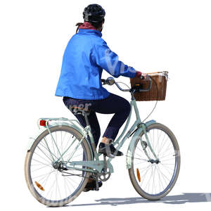 woman with a helmet riding a city bike