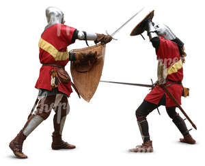 two medieval soldiers fighting