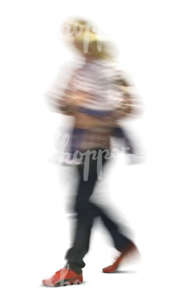 motion blur image of a man carrying his son