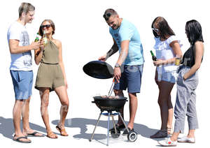 group of young men and women having a barbeque party