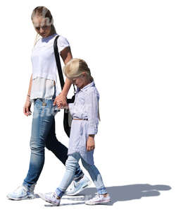 mother and daughter walking hand in hand