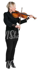 woman standing and playing a viola