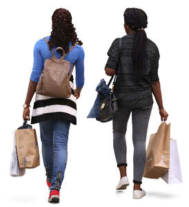 two black women with shopping bags walking