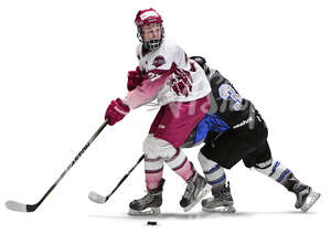 two men playing ice hockey