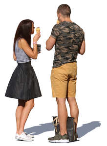 couple standing and eating ice cream