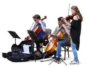 three musicians playing classical instruments