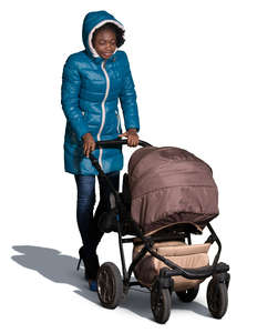 african woman pushing a stroller