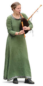 woman in a medieval dress playing bagpipe