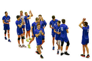 group of volleyball players seen from above