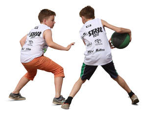 two boys playing basketball