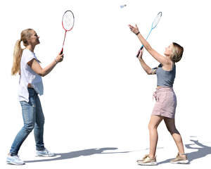 two women playing badminton