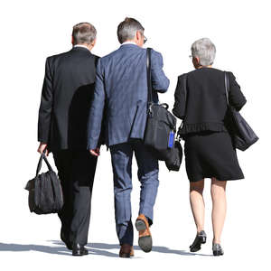 group of three businesspeople walking