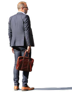 man with a laptop bag standing