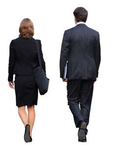 businessman and businesswoman walking